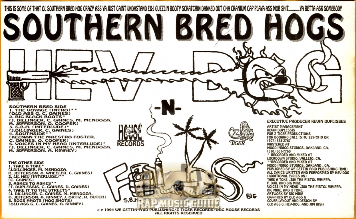 Hev Dog N Folks - Southern Bred Hogs: Cassette Tape | Rap Music Guide